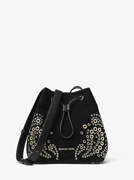 michael kors cary small grommeted suede bucket bag|Cary Small Grommeted Suede Bucket Bag .